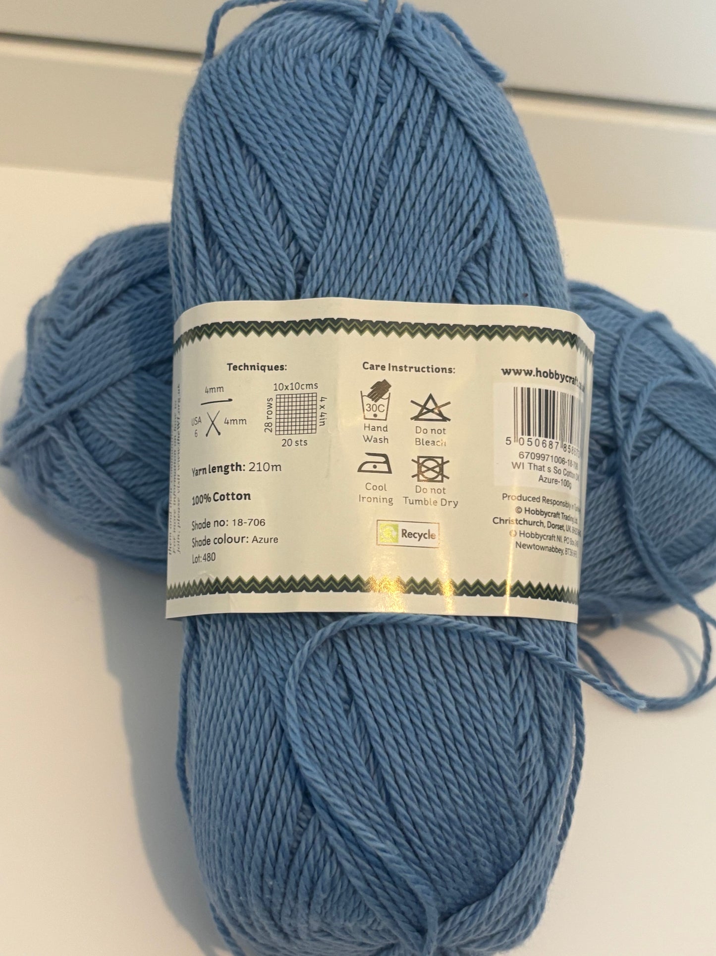 Women's institute Light blue cotton DK