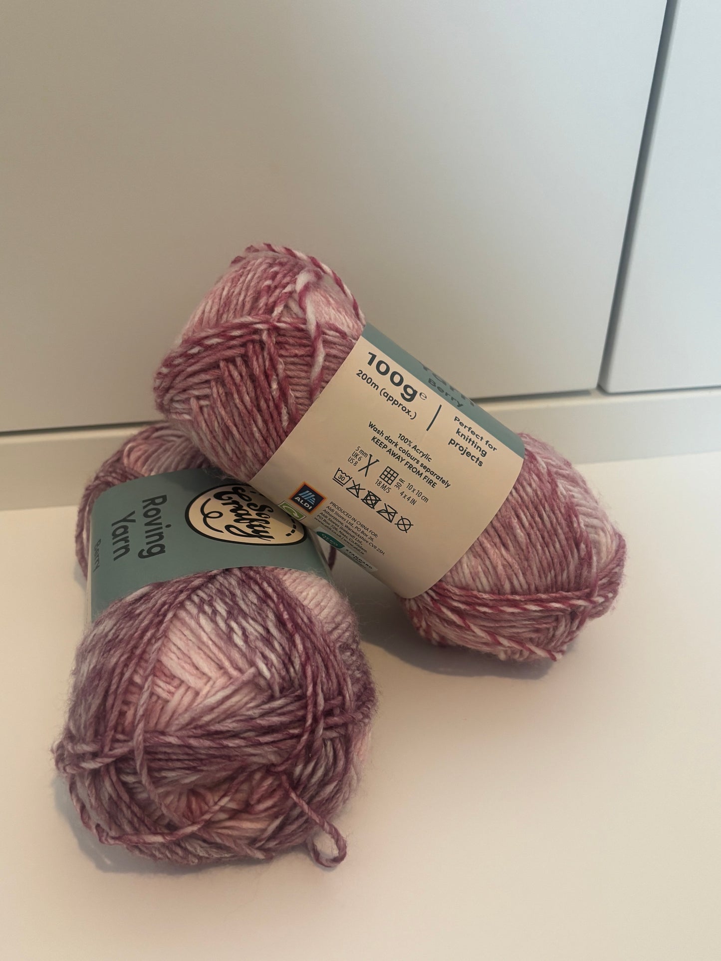 Pink roving yarn