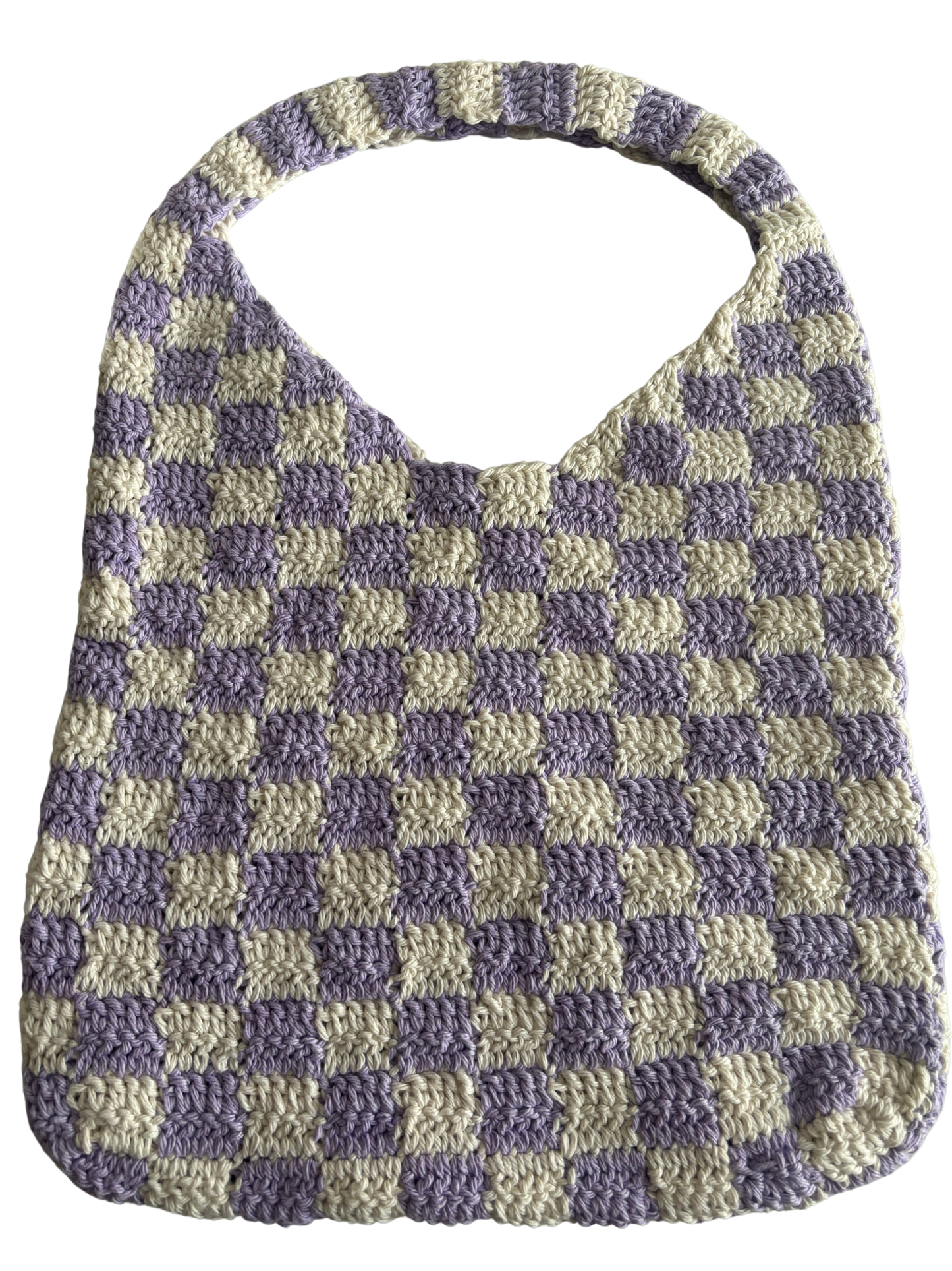 Chequered tote bag purple/white