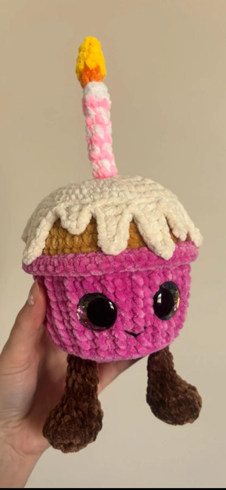 Crochet birthday cupcake